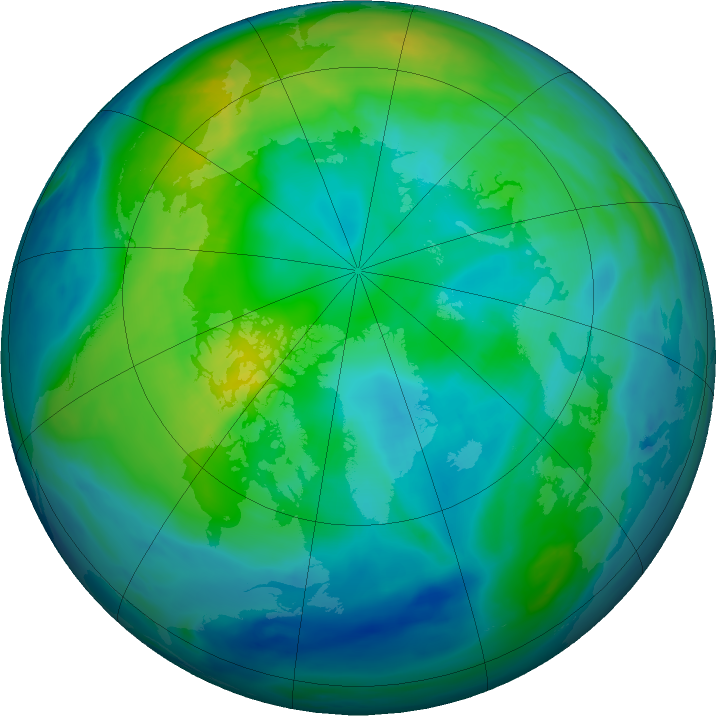 Arctic ozone map for 22 October 2022